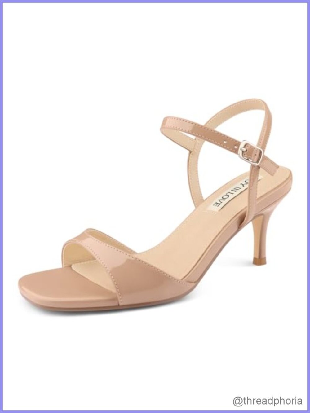 Kitten Heels Open Toe Square Peep Toe Ankle Strap PU Sandals Women's Dress Shoes